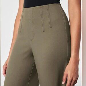 NWT Spanx Stretch Twill Cropped Wide Leg Pant Olive Green